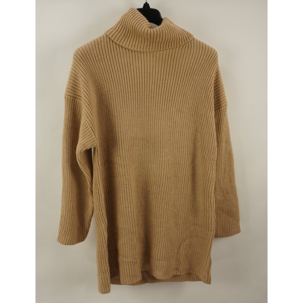 New WayF Cowl Neck Midi Sweater Dress Women's Medium Camel Tan Chunky Knit